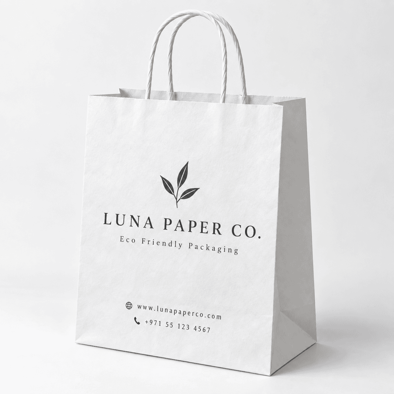 Kraft Shopping Bag (White) Top Fold