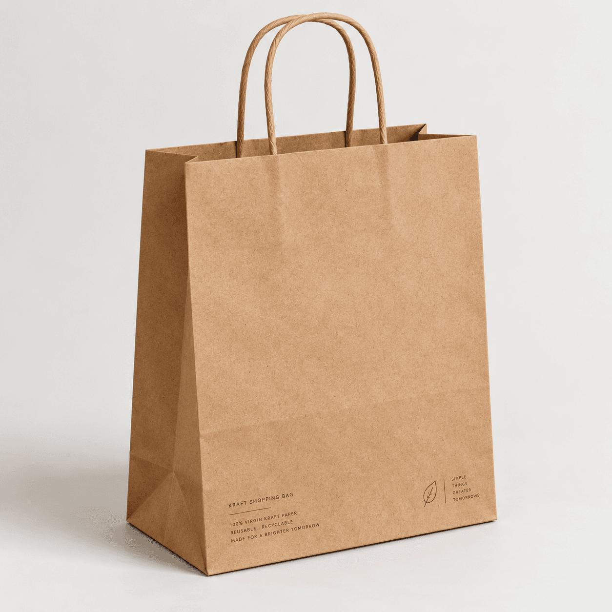 Kraft Shopping Bag (Brown Virgin) Top Fold
