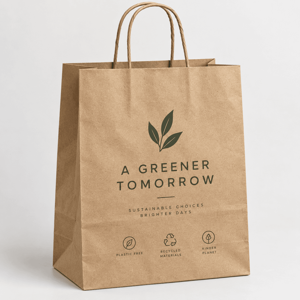 Kraft Shopping Bag (Brown Recycled) Top Fold