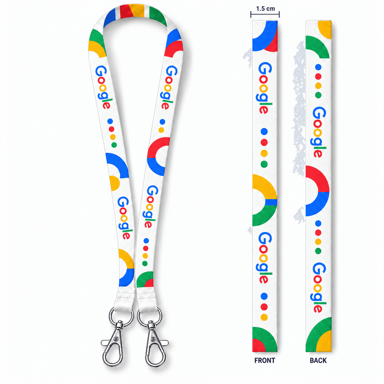1.5 cm Premium Polyester Lanyard with Dual Metal Hooks