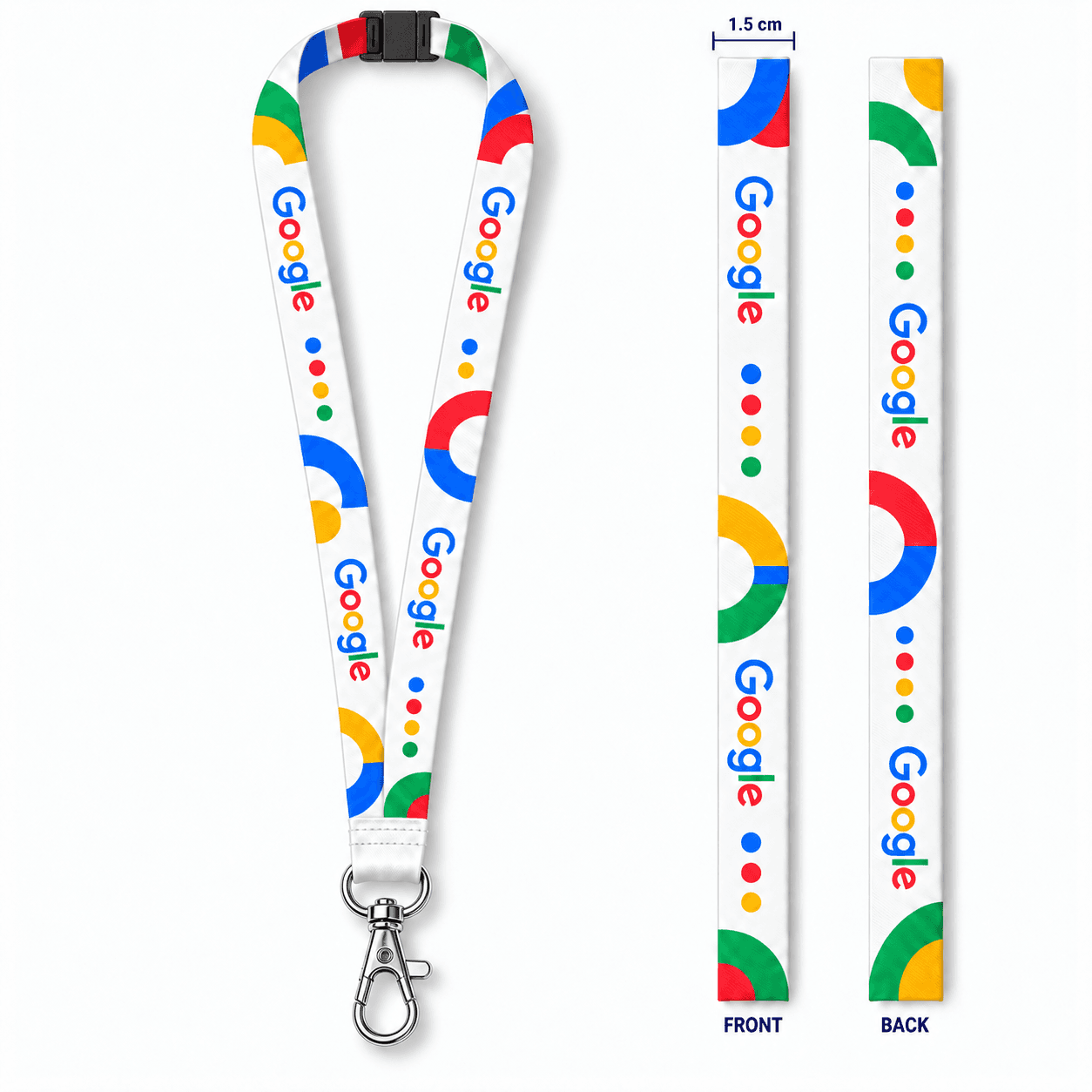 1.5 cm Premium Polyester Lanyard with Safety Breakaway & Metal Hook