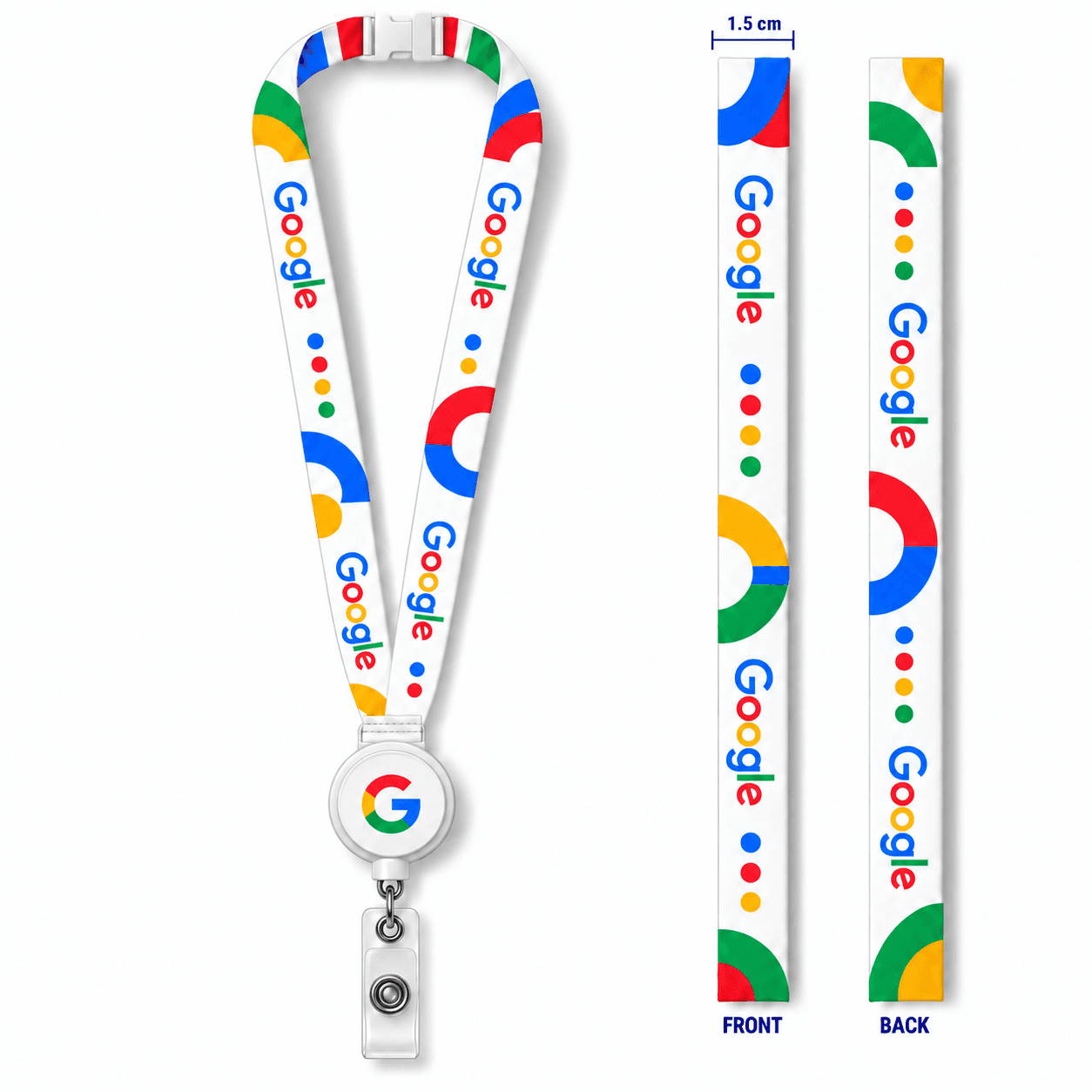 1.5 cm Premium Polyester Lanyard with Retractable Reel Badge
