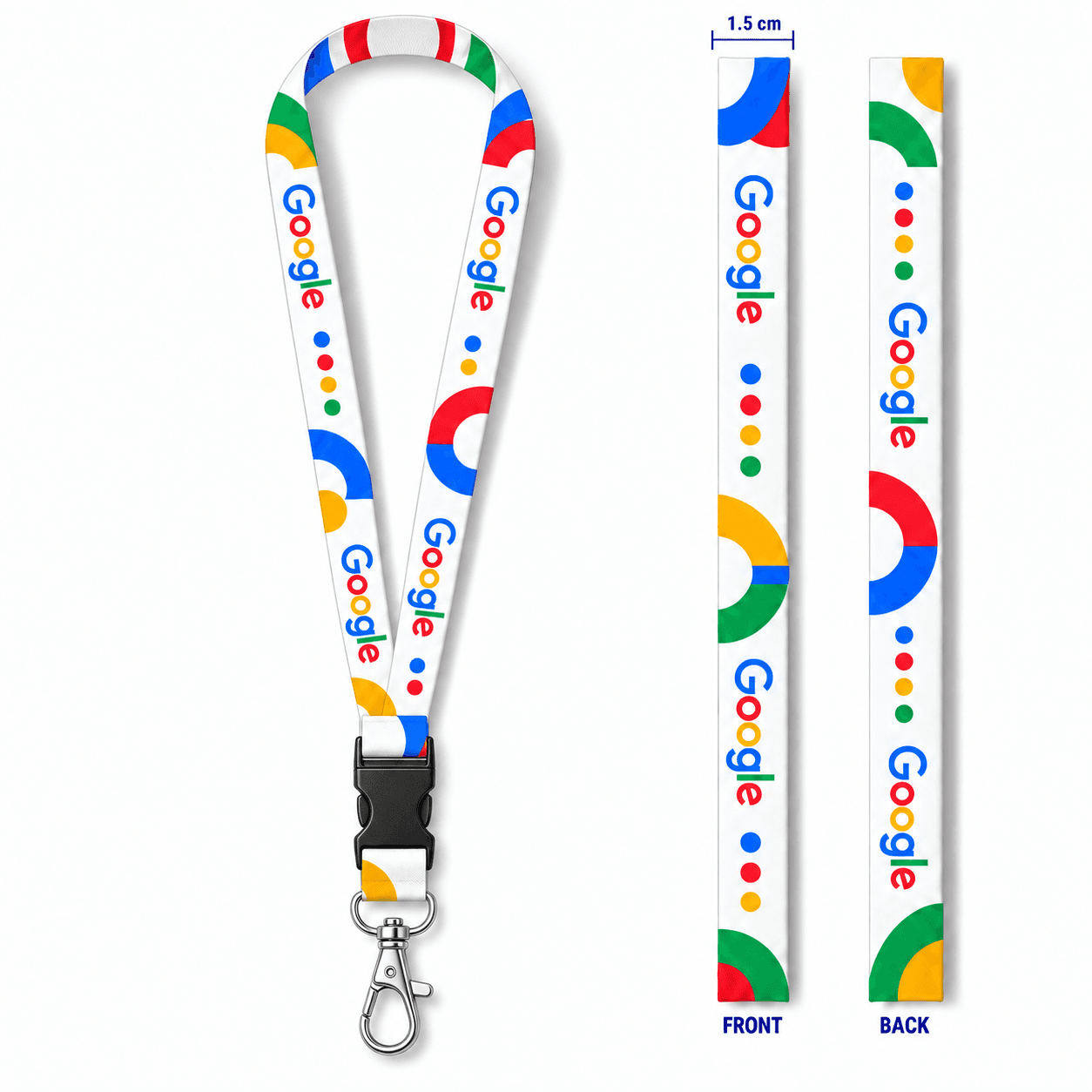 1.5 cm Premium Polyester Lanyard with Buckle & Metal Hook