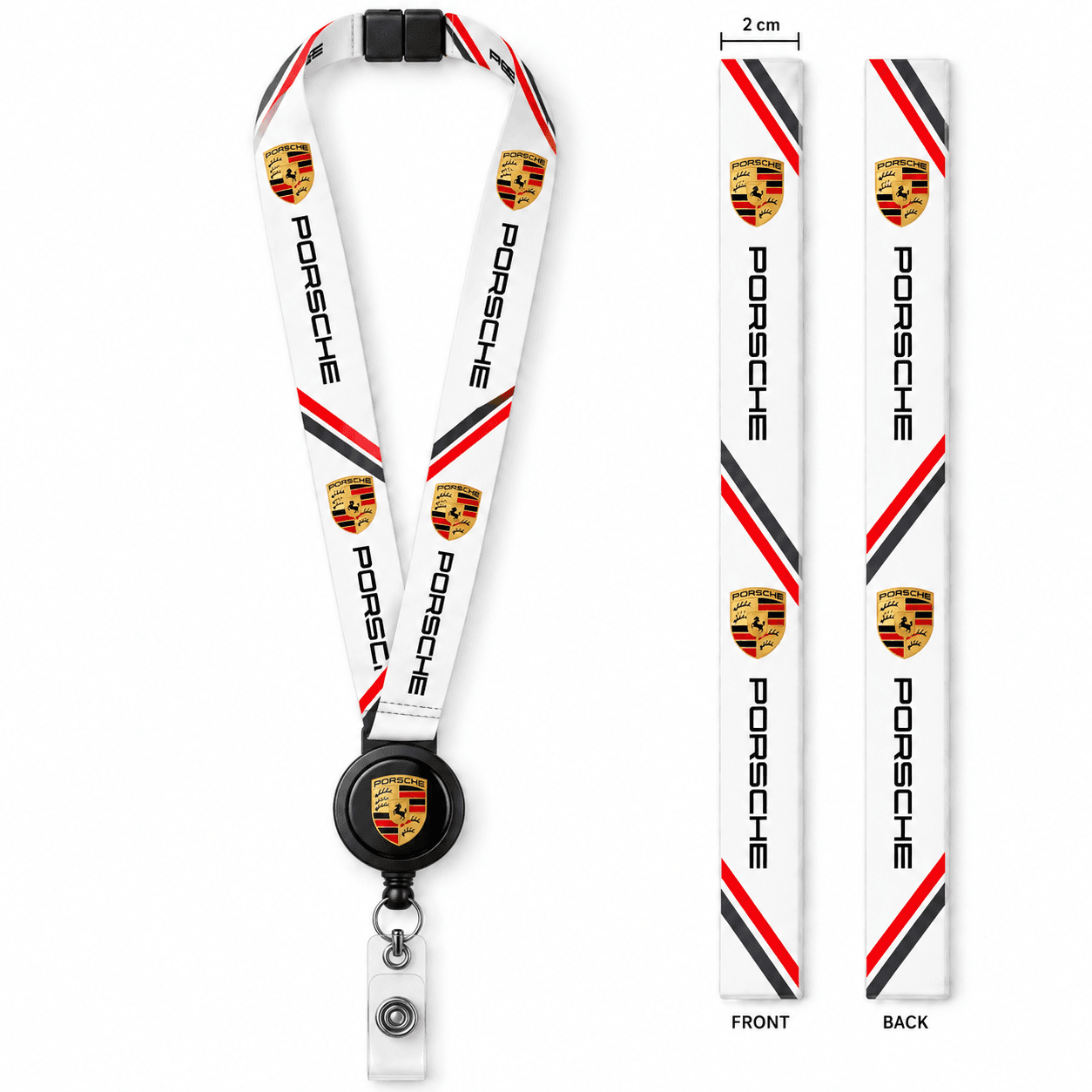 2 cm Premium Polyester Lanyard with Safety Breakaway & Retractable Reel Badge