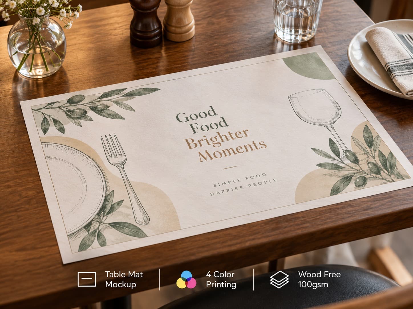 Table Mat - 4 Color (Wood free 100gsm)