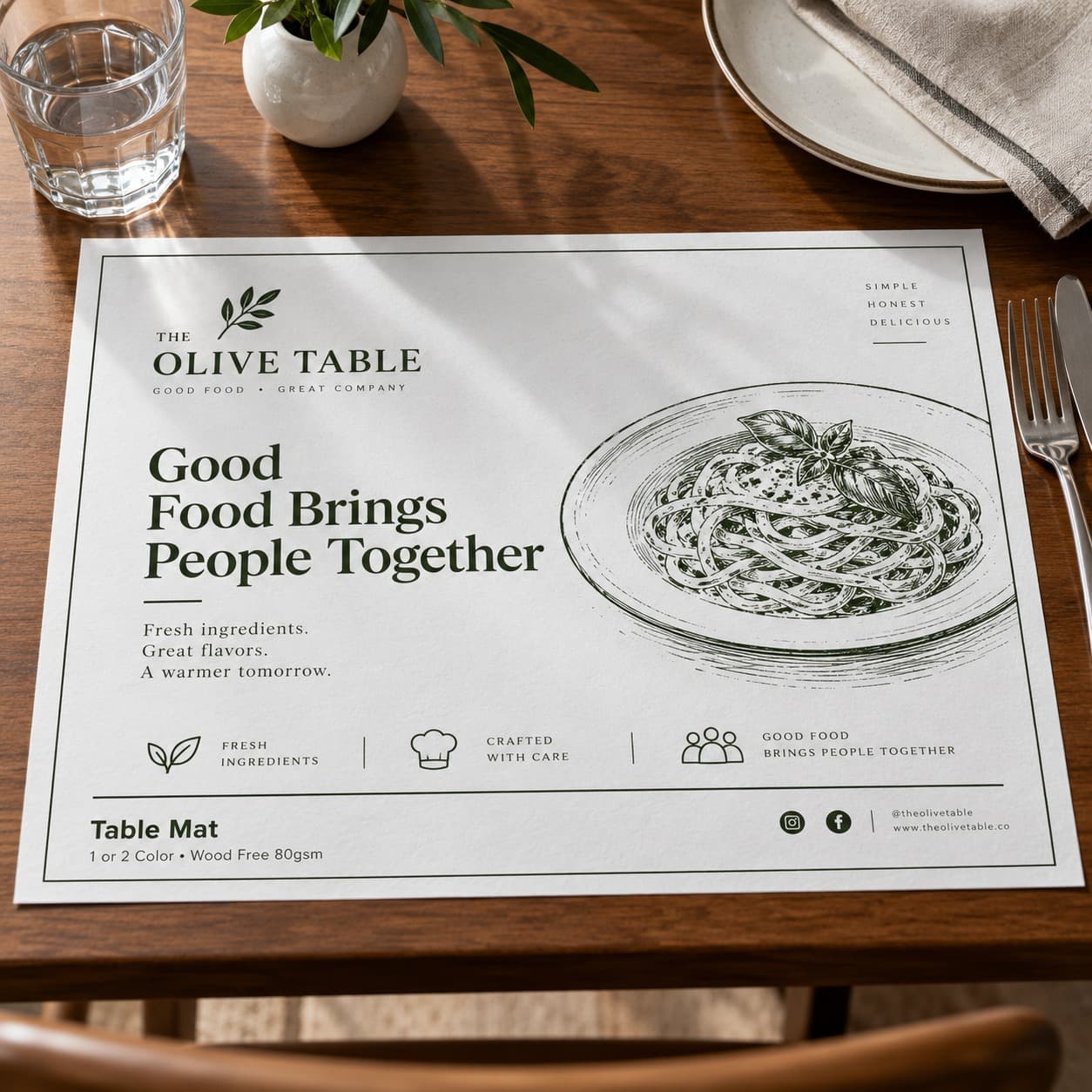 Table Mat - 1 or 2 Color (Wood free 80gsm)