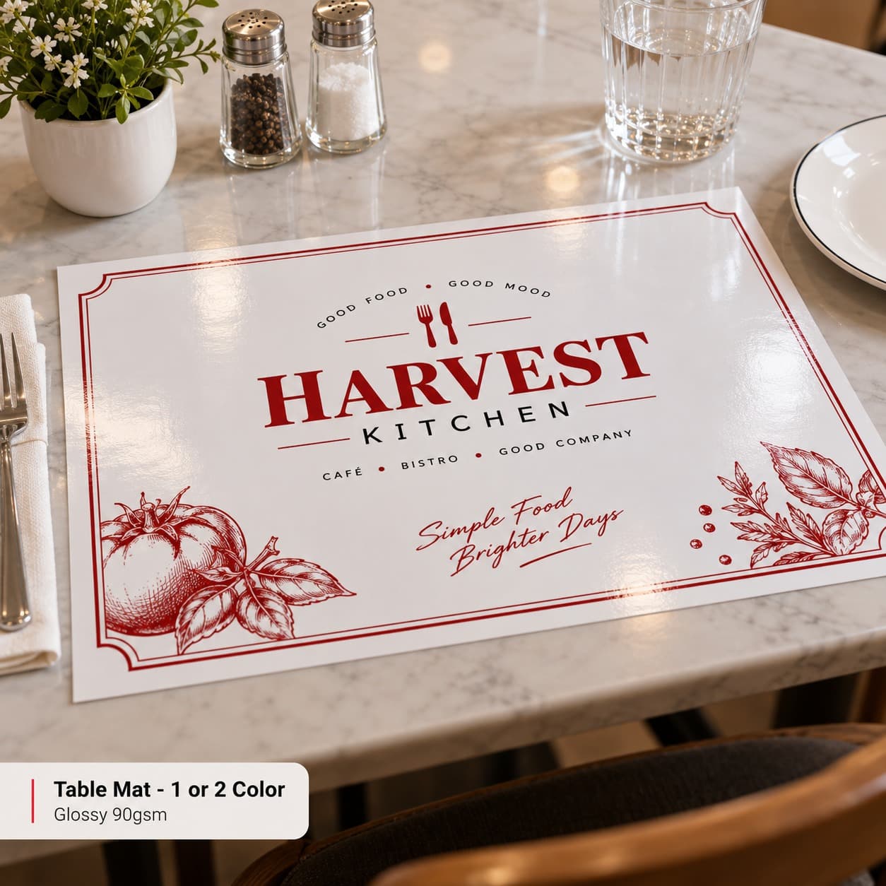 Table Mat - 1 or 2 Color (Glossy 90gsm)