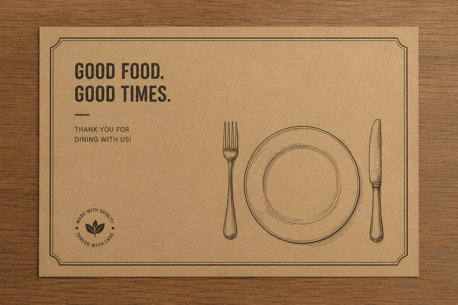Table Mat - 1 or 2 Color (Kraft Brown 100gsm)