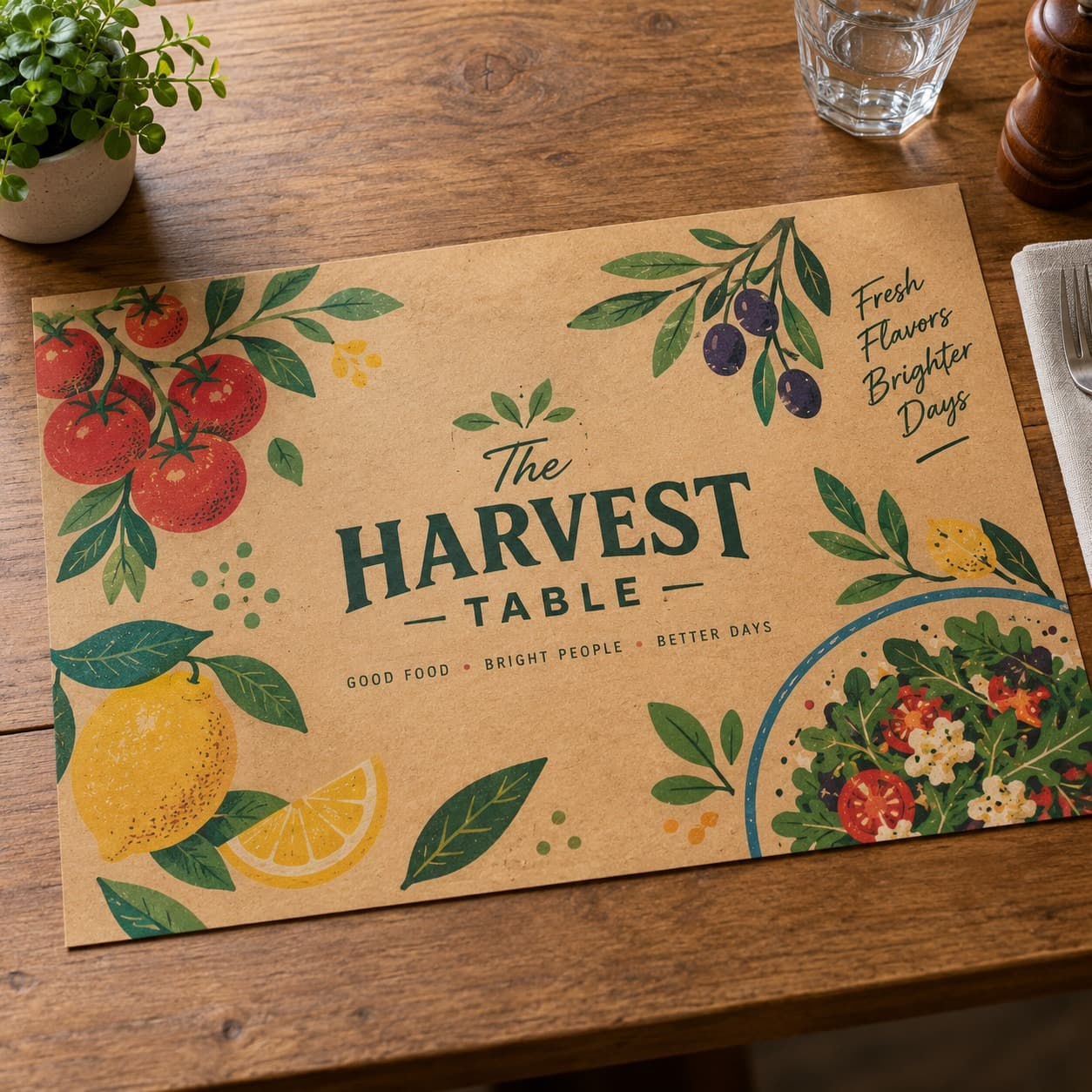 Table Mat - 4 Color (Kraft Brown 100gsm)
